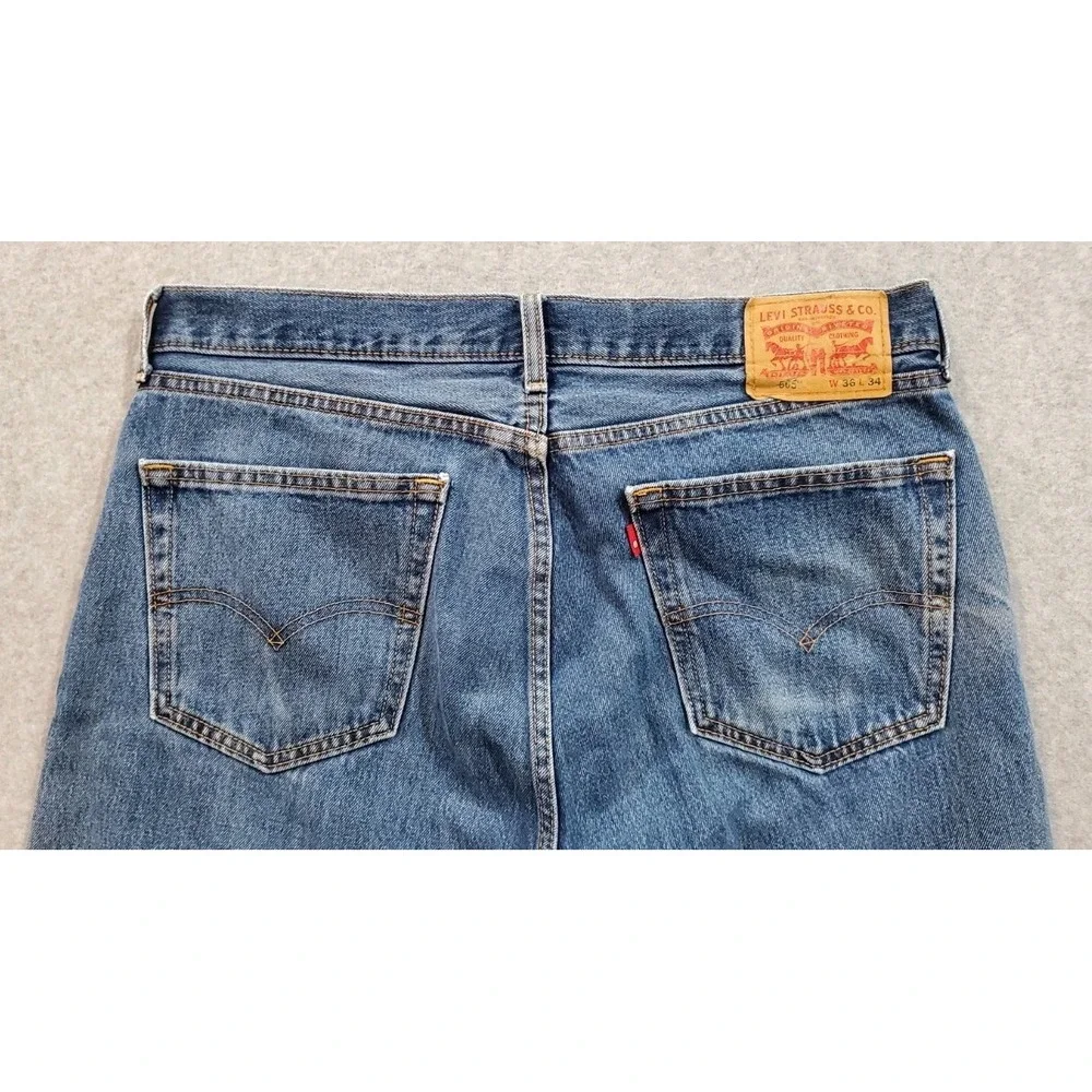 Levi's‎ 505 Men's Straight Leg Blue Jeans, Regular Fit, Size 36x34, 100% Cotton